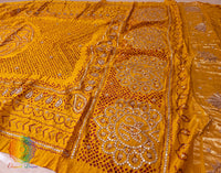 Yellow Gaji Silk Bandhani Gota Handwork Dupatta – Bandhani Saree Online India | Elegantt Drapes