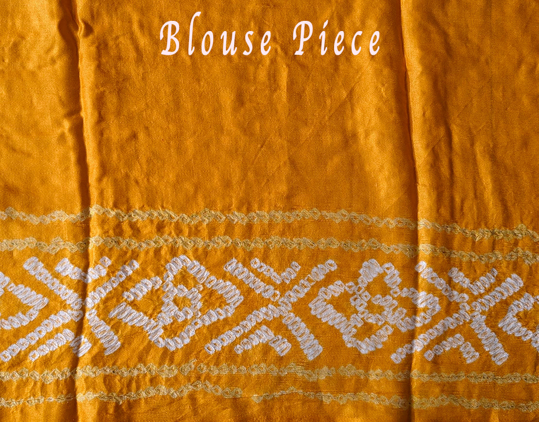 Yellow Gharchola Pure Gaji Silk Bandhani Saree