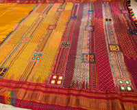 Marigold Yellow Lambani Handwork Pure Ilkal Silk Saree – Ilkal Handloom Saree Online India | Elegantt Drapes