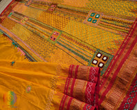 Marigold Yellow Lambani Handwork Pure Ilkal Silk Saree – Ilkal Handloom Saree Online India | Elegantt Drapes