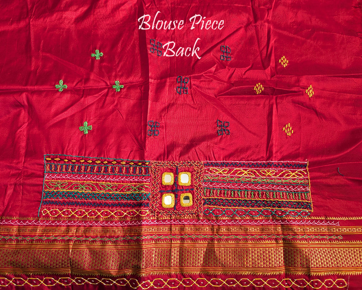 Marigold Yellow Lambani Handwork Pure Ilkal Silk Saree – Ilkal Handloom Saree Online India | Elegantt Drapes