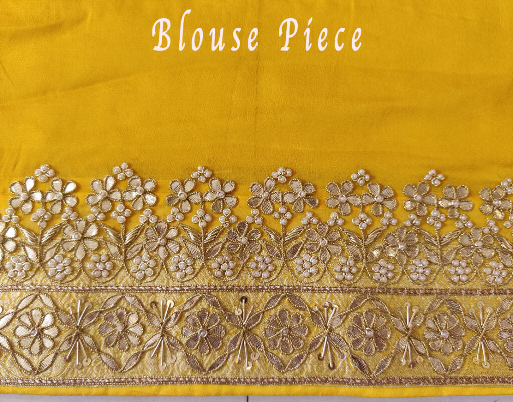 Yellow Banarasi Pure Georgette Gota Embroidered Saree – Handloom Saree Online India | Elegantt Drapes