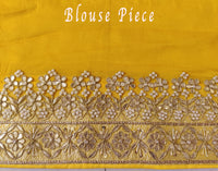 Yellow Banarasi Pure Georgette Gota Embroidered Saree – Handloom Saree Online India | Elegantt Drapes