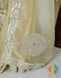 Yellow Tissue Organza Gota Patti Handwork Saree – Handloom Saree Online India | Elegantt Drapes
