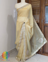 Yellow Tissue Organza Gota Patti Handwork Saree – Handloom Saree Online India | Elegantt Drapes