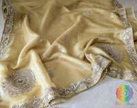 Yellow Tissue Organza Gota Patti Handwork Saree – Handloom Saree Online India | Elegantt Drapes