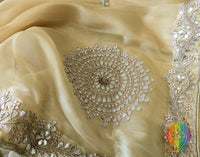 Yellow Tissue Organza Gota Patti Handwork Saree – Handloom Saree Online India | Elegantt Drapes