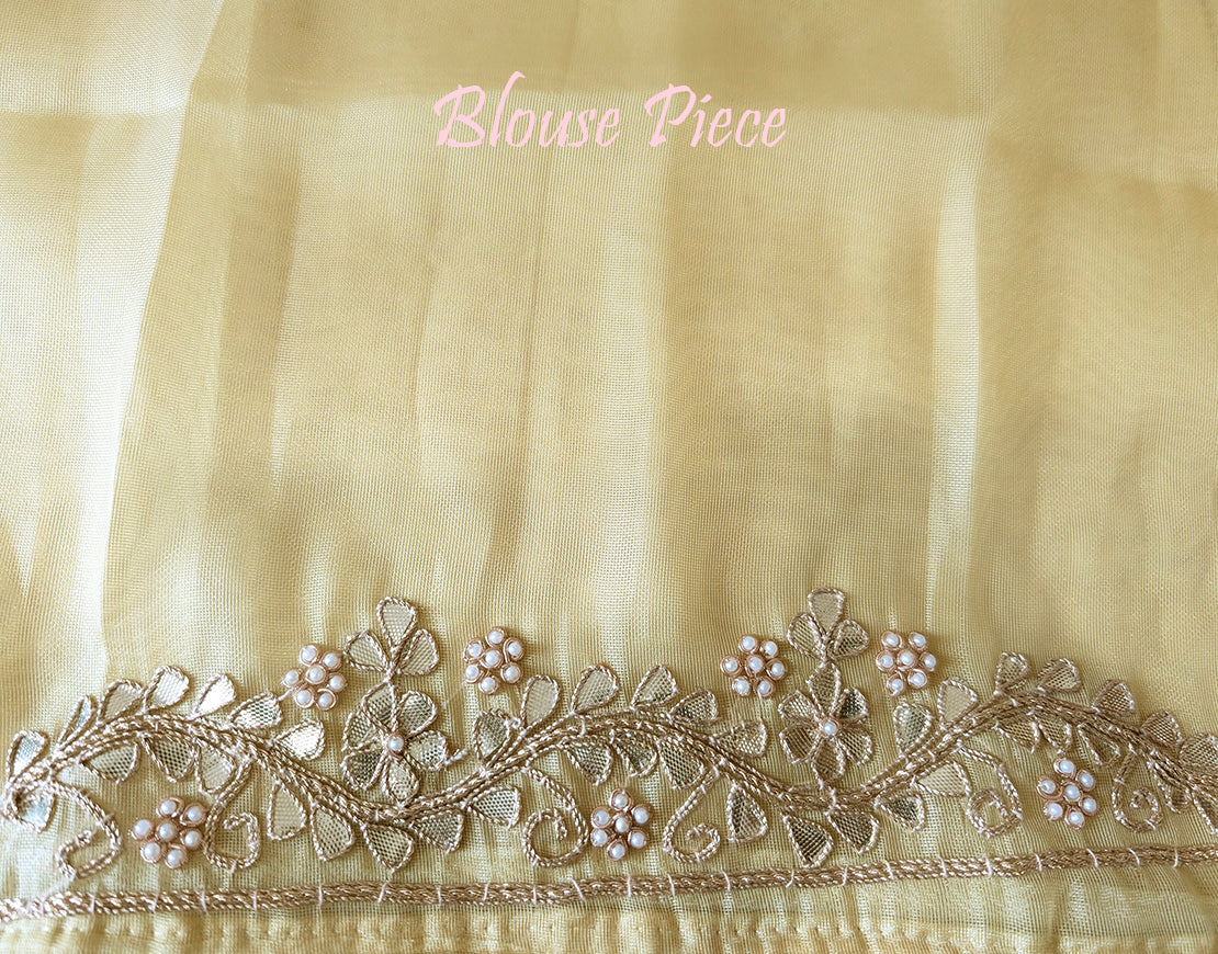 Yellow Tissue Organza Gota Patti Handwork Saree – Handloom Saree Online India | Elegantt Drapes