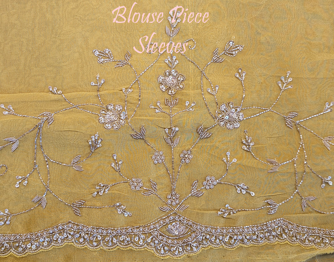 Yellow Tissue Organza Zardozi Handwork Saree – Handloom Saree Online India | Elegantt Drapes