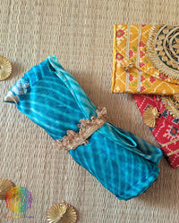 Aqua Blue Banarasi Kora Silk Dupatta with Arashi Shibori pattern
