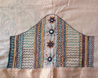 Close-up of Lambani embroidered sleeve on Beige Mangalgiri Cotton Blouse Piece
