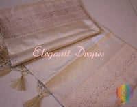 Beige Banarasi Handloom Pure Katan Silk Sona Rupa Dupatta | Elegantt Drapes