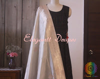 Beige Banarasi Handloom Pure Katan Silk Sona Rupa Dupatta | Elegantt Drapes