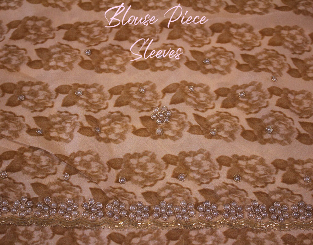 Beige Floral Printed Pure Organza Handwork Saree – Handloom Saree Online India | Elegantt Drapes