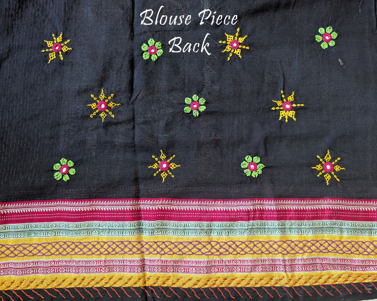 Matching blouse back featuring intricate Lambani hand embroidery