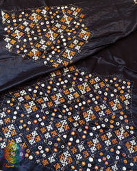 Black Mashru Silk Kutch Handwork Blouse Piece back full work