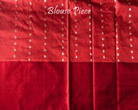 Matching blouse piece in black red Banarasi Katan silk fabric showing woven detailing