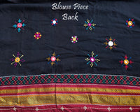 Back view of matching blouse for Black Red Ilkal Cotton Saree