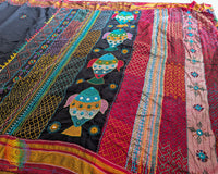 Close-up of Lambani hand embroidery on Black Ilkal Cotton Saree