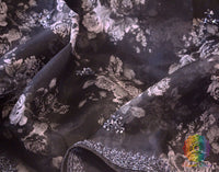 Black Floral Printed Pure Organza Cutdana Handwork Saree – Handloom Saree Online India | Elegantt Drapes