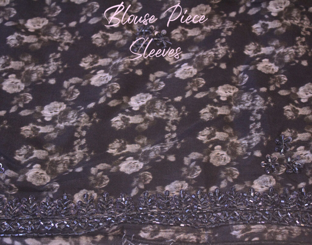 Black Floral Printed Pure Organza Cutdana Handwork Saree – Handloom Saree Online India | Elegantt Drapes