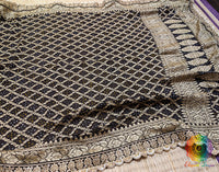 Black Banarasi Georgete Bandhani Border Dupatta – Bandhani Saree Online India | Elegantt Drapes