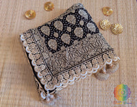 Black Banarasi Bandhani Georgette Border Dupatta – Bandhani Saree Online India | Elegantt Drapes