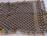 Black Banarasi Bandhani Georgette Border Dupatta – Bandhani Saree Online India | Elegantt Drapes