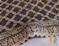 Black Banarasi Bandhani Georgette Border Dupatta – Bandhani Saree Online India | Elegantt Drapes