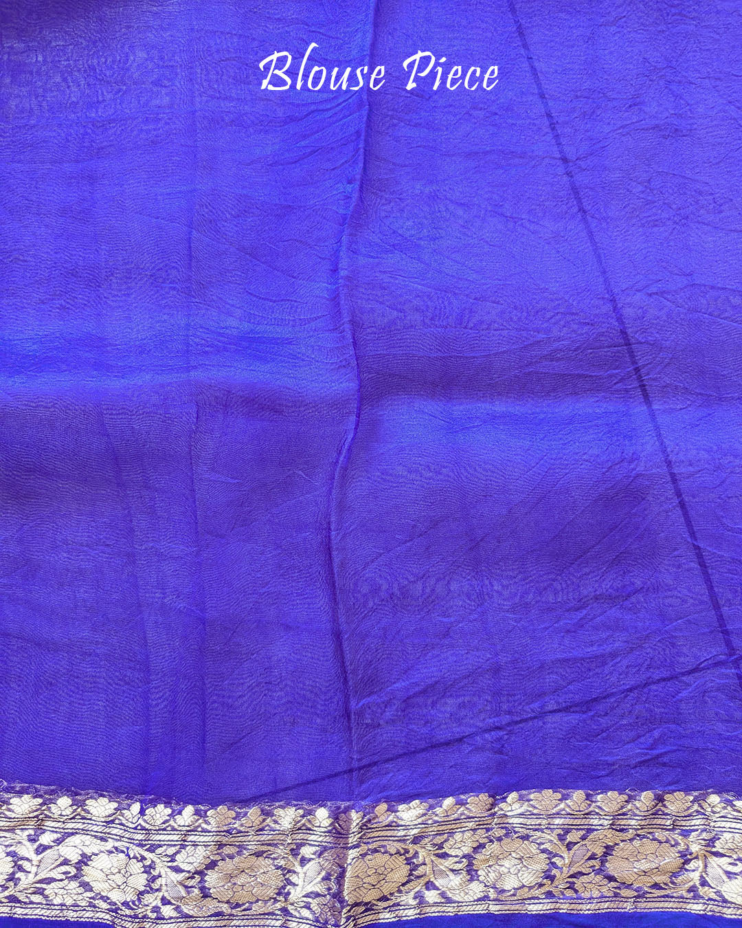 Royal Blue Banarasi Handloom Kora Silk Saree Blouse Piece