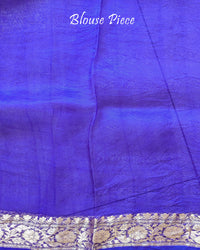 Royal Blue Banarasi Handloom Kora Silk Saree Blouse Piece