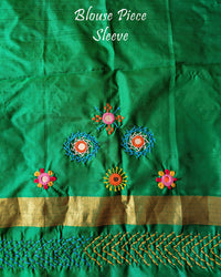 Sleeve Detail of Blouse for Blue Green Dhup Chhaon Kanjivaram Silk Lambani Saree