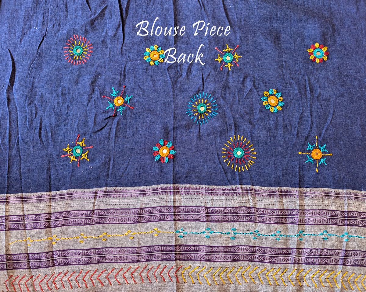Matching blouse back featuring intricate Lambani hand embroidery