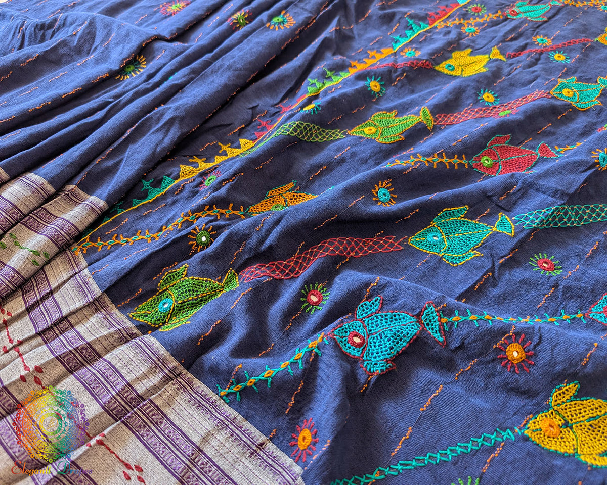 Detailed view of handcrafted Lambani embroidery showcasing traditional artisan craftsmanship