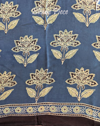 Natural indigo modal silk Ajrakh saree blouse piece