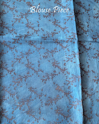 Blouse piece of Blue Nashpal Pomegranate Modal Tussar Saree