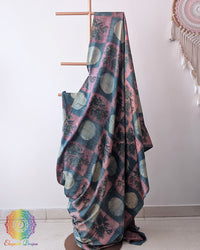 Blue Modal Tussar Saree draped with Pomegranate Nashpal dye