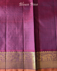 Blouse piece of Blue Purple Pure Kanjivaram Silk Saree with 2-Gram zari