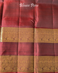 Matching blouse piece in navy blue Kanjivaram silk with zari detailing