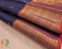 Traditional blue rust Kanjivaram silk saree pure silk weave