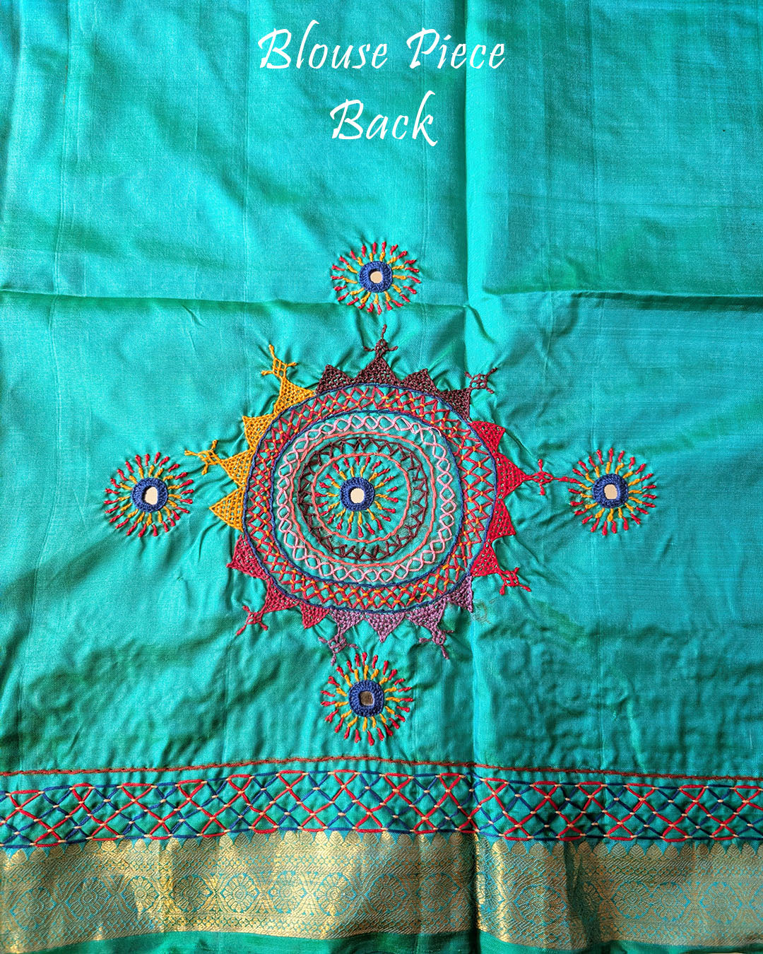 Back View of Blouse for Blue Pure Kanjivaram Silk Lambani Saree