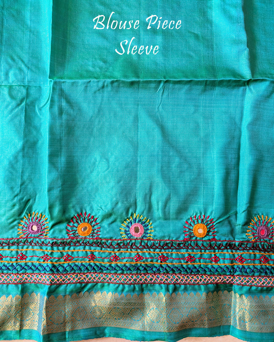 Sleeve Detail of Blouse for Blue Pure Kanjivaram Silk Lambani Saree