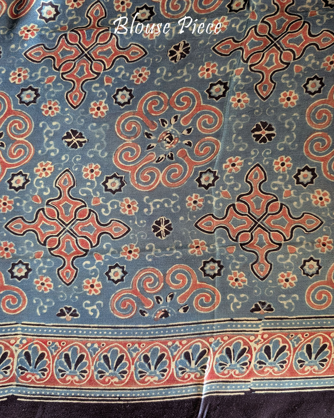 Blouse Piece of Blue Shaded Gharchola Pure Gaji Silk Bandhani Saree