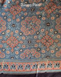 Blouse Piece of Blue Shaded Gharchola Pure Gaji Silk Bandhani Saree