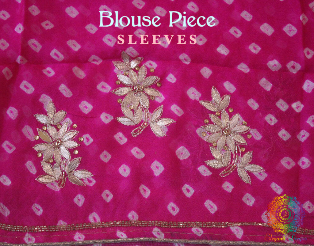 Blue Pure Crepe Rai Bandhej Gota Patti Handwork Saree