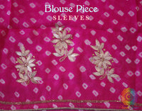 Blue Pure Crepe Rai Bandhej Gota Patti Handwork Saree