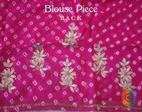 Blue Pure Crepe Rai Bandhej Gota Patti Handwork Saree