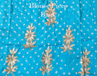 Sky Blue Pure Chinon Rai Bandhej Gota Patti Saree