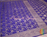 Royal Blue Pure Banarasi Handloom Georgette Bandhani Saree | Elegantt Drapes