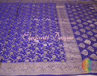 Royal Blue Pure Banarasi Handloom Georgette Bandhani Saree | Elegantt Drapes